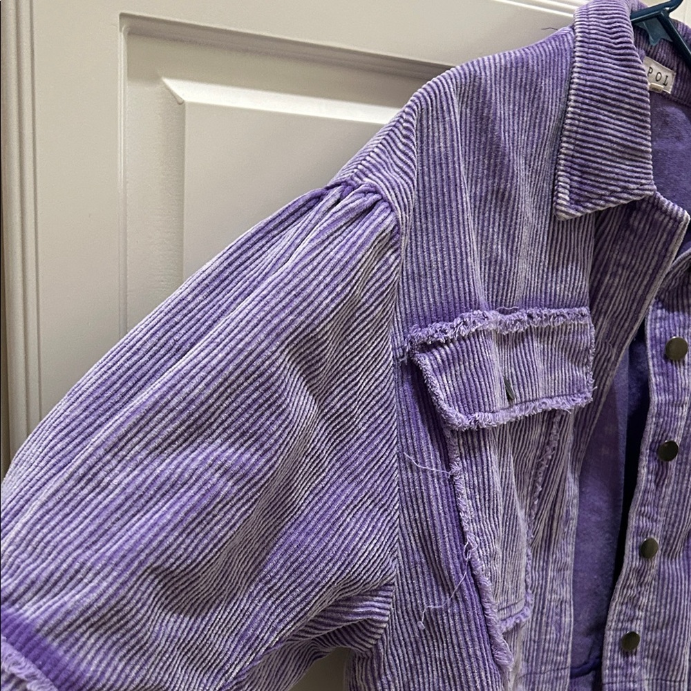 POL Lavender Corduroy Cropped distressed freyed hems Jacket small - Picture 8 of 10